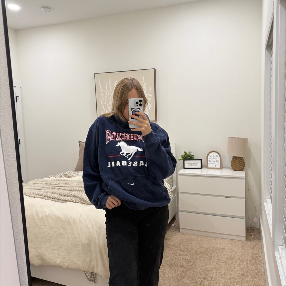 Nike Women's Dark Blue Graphic Sweater